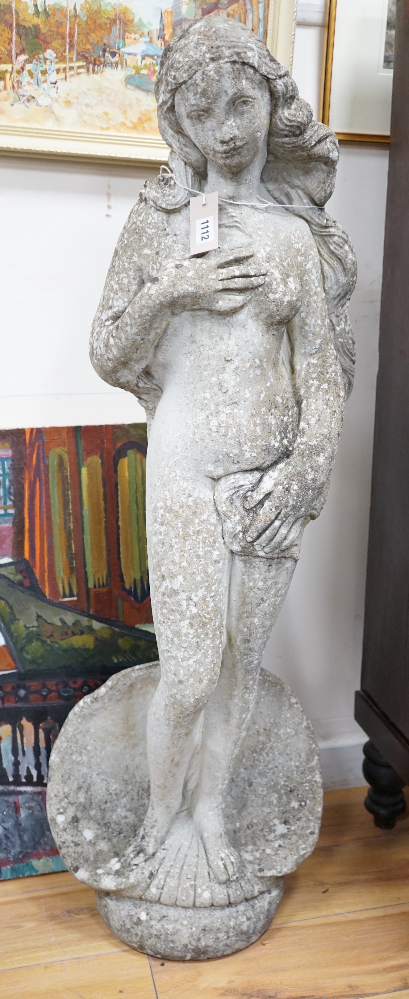 A reconstituted stone garden ornament of Venus, height 120cm